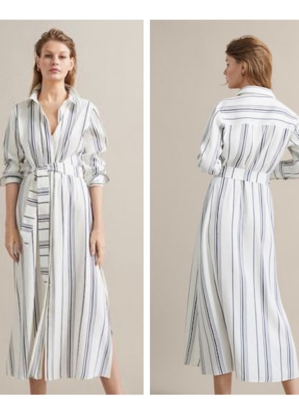 Massimo Dutti Sz 6, striped linen /cotton shirt dress.